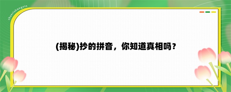 (揭秘)抄的拼音，你知道