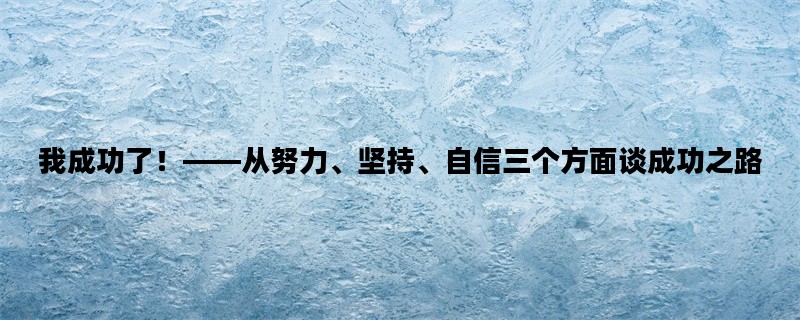 我成功了！——从努力、坚持、自信三个方面谈成功之路