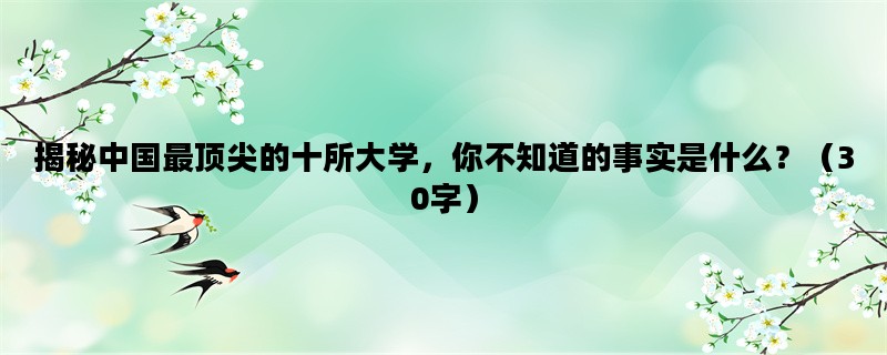 揭秘中国最顶尖的十所大