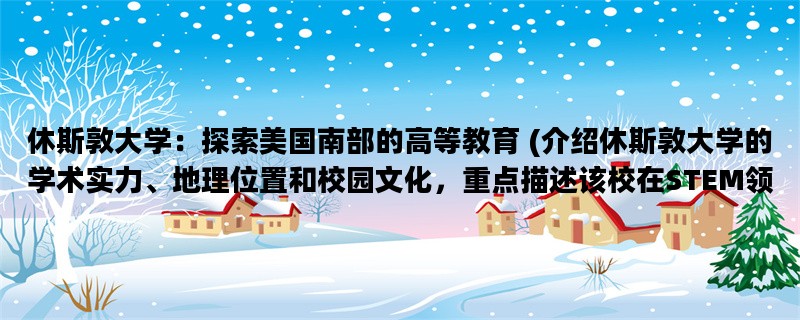 休斯敦大学：探索美国南部的高等教育 (介绍休斯敦大学的学术实力、地理位置和校园文化，重点描述该校在STEM领域的研究成果、国际化教育和社区服务项目。)