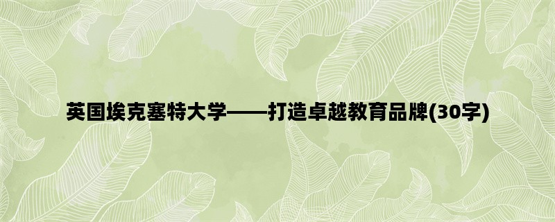 英国埃克塞特大学——打