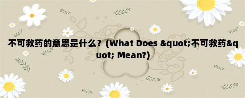 不可救药的意思是什么？(What Does &quot;不可救药&quot; Mean?)