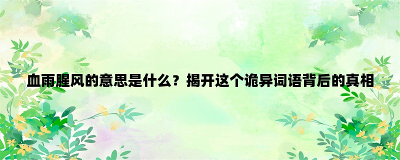 血雨腥风的意思是什么？