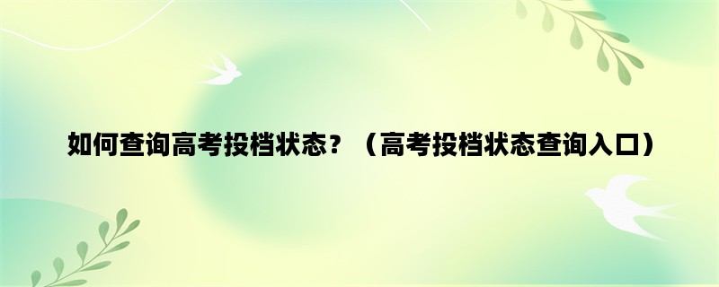 如何查询高考投档状态？