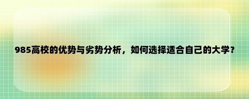 985高校的优势与劣势分析