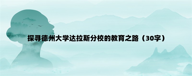 探寻德州大学达拉斯分校的教育之路（30字）