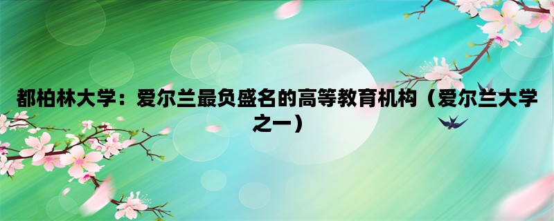 都柏林大学：爱尔兰最负盛名的高等教育机构（爱尔兰大学之一）