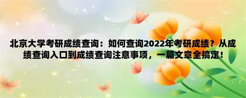 北京大学考研成绩查询：如何查询2022年考研成绩？从成绩查询入口到成绩查询注意事项，一篇文章全搞定！