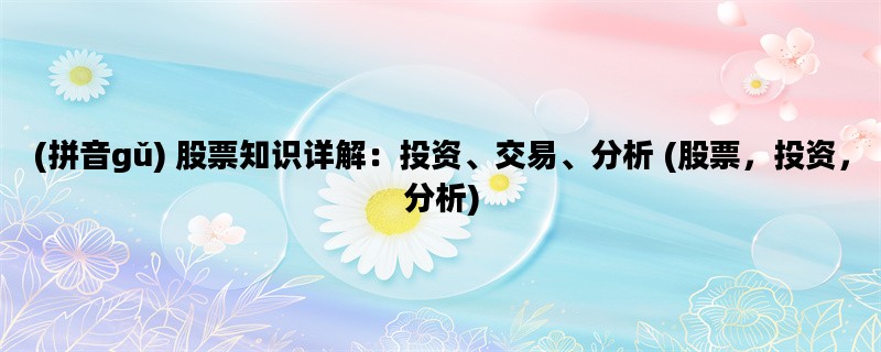 (拼音gǔ) 股票知识详解：投资、交易、分析 (股票，投资，分析)