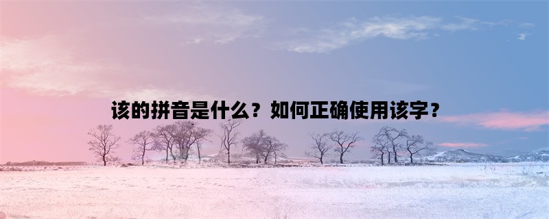 该的拼音是什么？如何正确使用该字？