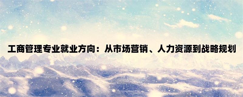 工商管理专业就业方向：从市场营销、人力资源到战略规划