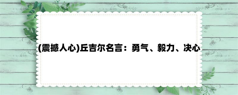 (震撼人心)丘吉尔名言：勇气、毅力、决心