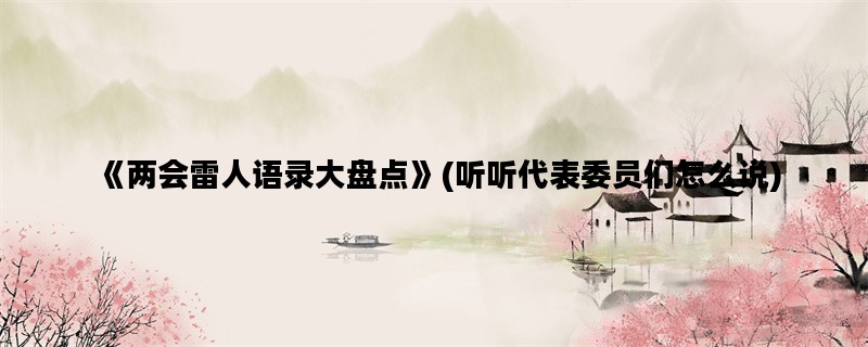 《两会雷人语录大盘点》