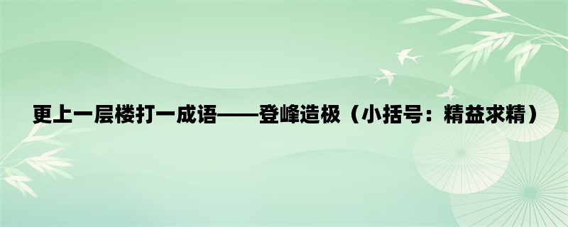 更上一层楼打一成语——登峰造极（小括号：精益求精）