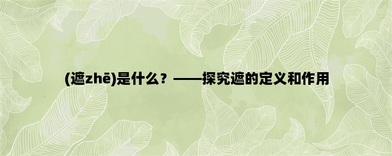 (遮zhē)是什么？——探究遮的定义和作用