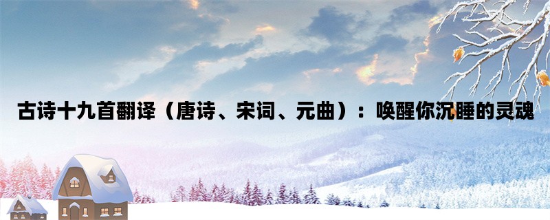 古诗十九首翻译（唐诗、宋词、元曲）：唤醒你沉睡的灵魂