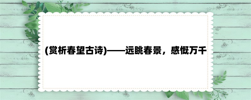 (赏析春望古诗)——远眺