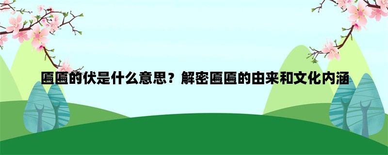 匾匾的伏是什么意思？解密匾匾的由来和文化内涵