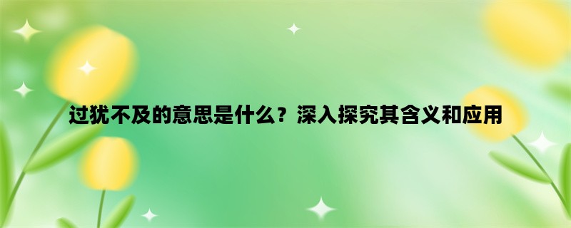 过犹不及的意思是什么？深入探究其含义和应用