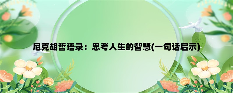 尼克胡哲语录：思考人生的智慧(一句话启示)