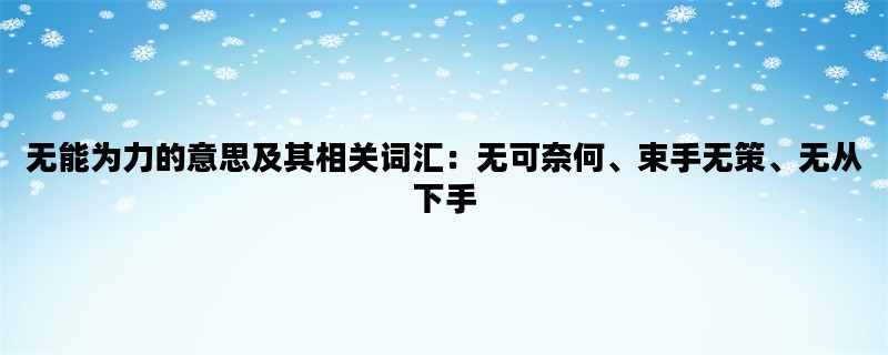 无能为力的意思及其相关