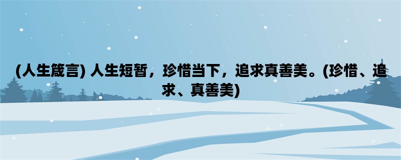 (人生箴言) 人生短暂，珍惜当下，追求真善美。(珍惜、追求、真善美)