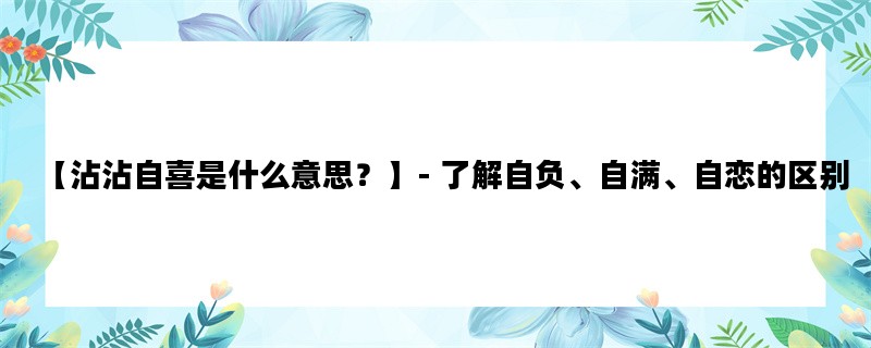 【沾沾自喜是什么意思？