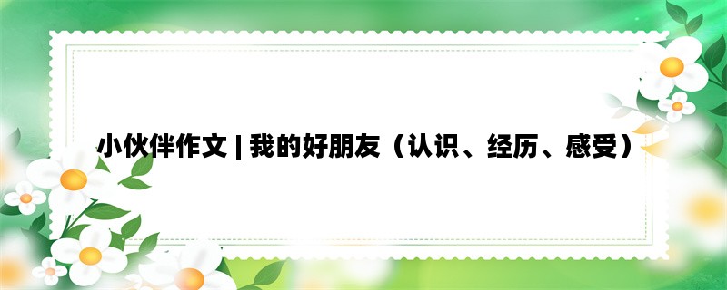 小伙伴作文 | 我的好朋友（认识、经历、感受）