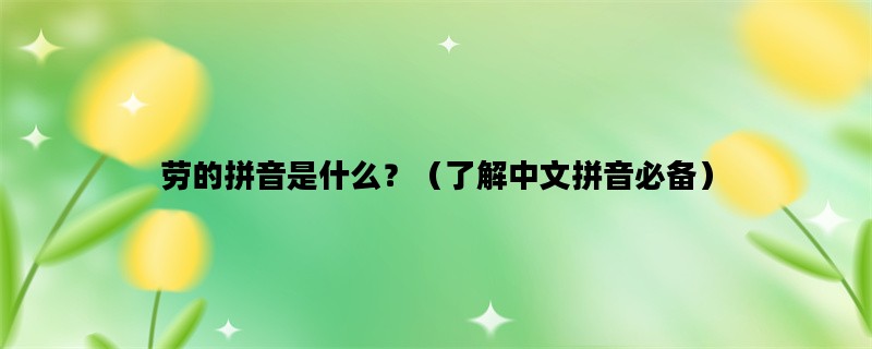 劳的拼音是什么？（了解中文拼音必备）