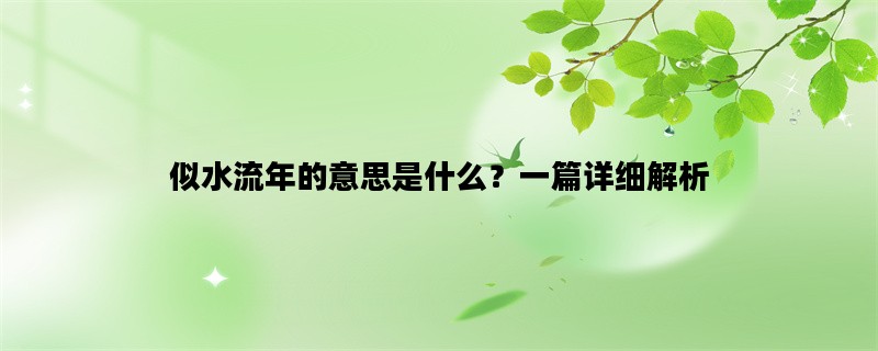 似水流年的意思是什么？