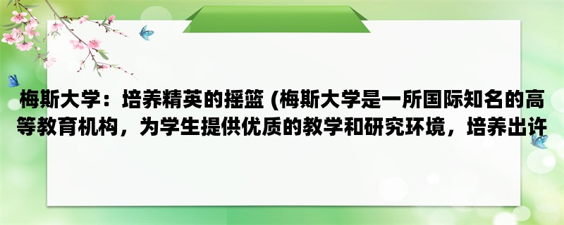 梅斯大学：培养精英的摇