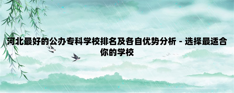 河北最好的公办专科学校排名及各自优势分析 - 选择最适合你的学校