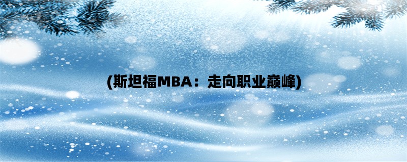 (斯坦福MBA：走向职业巅峰)