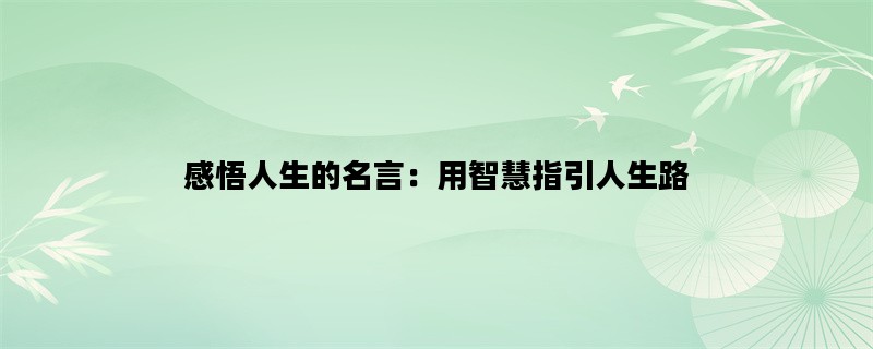 感悟人生的名言：用智慧指引人生路