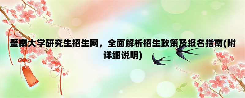 暨南大学研究生招生网，全面解析招生政策及报名指南(附详细说明)