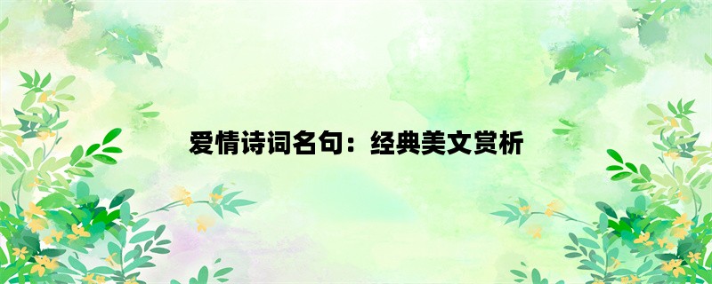 爱情诗词名句：经典美文赏析