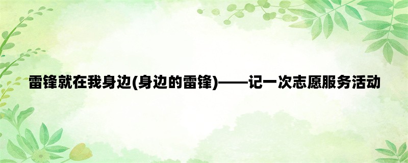 雷锋就在我身边(身边的雷锋)——记一次志愿服务活动