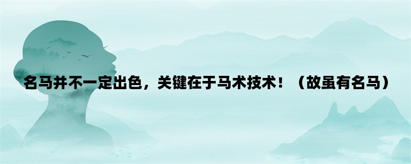 名马并不一定出色，关键在于马术技术！（故虽有名马）