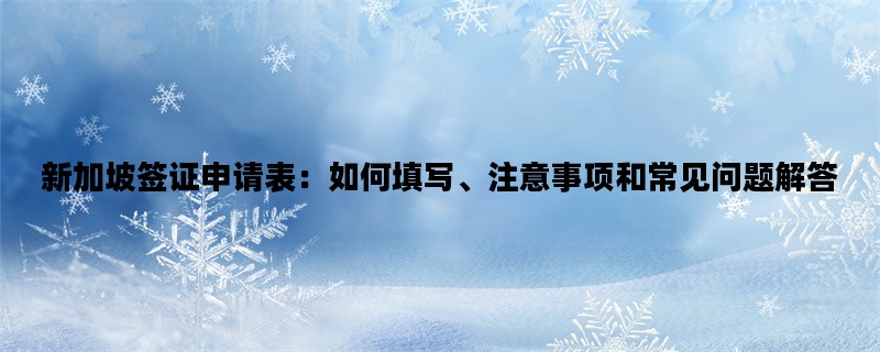 新加坡签证申请表：如何填写、注意事项和常见问题解答