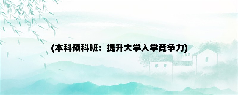 (本科预科班：提升大学入学竞争力)