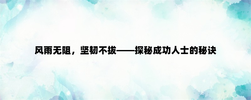 风雨无阻，坚韧不拔——探秘成功人士的秘诀