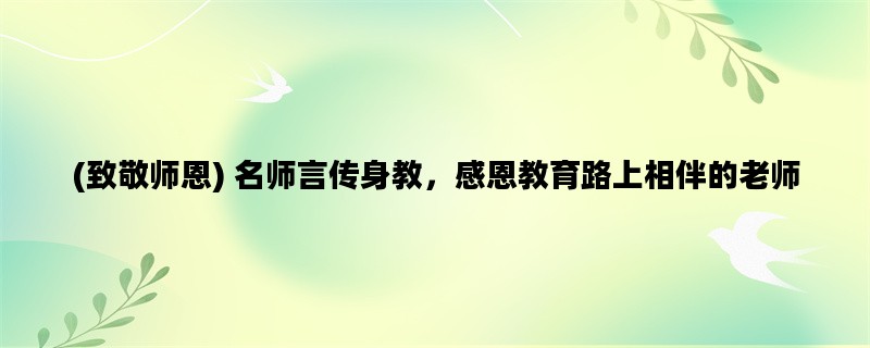 (致敬师恩) 名师言传身教，感恩教育路上相伴的老师