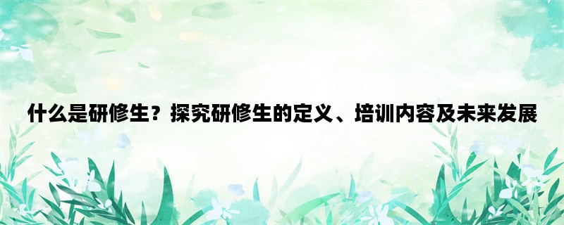 什么是研修生？探究研修生的定义、培训内容及未来发展