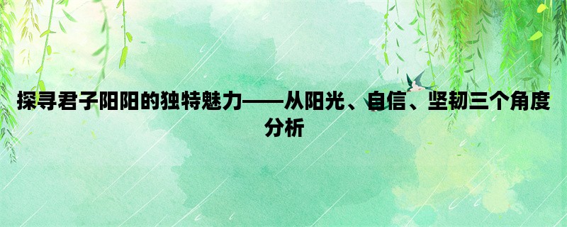 探寻君子阳阳的独特魅力——从阳光、自信、坚韧三个角度分析