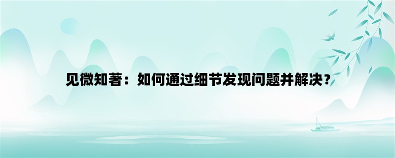 见微知著：如何通过细节发现问题并解决？