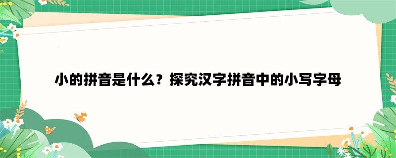 小的拼音是什么？探究汉字拼音中的小写字母