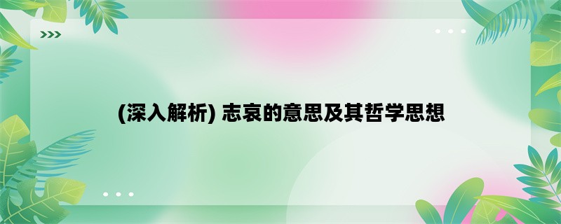 (深入解析) 志哀的意思及其哲学思想