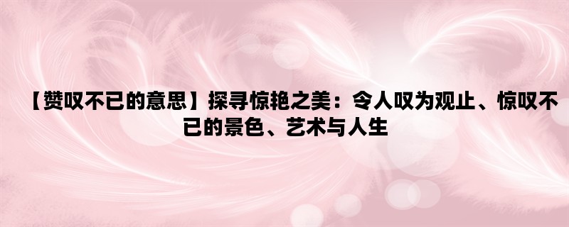 【赞叹不已的意思】探寻