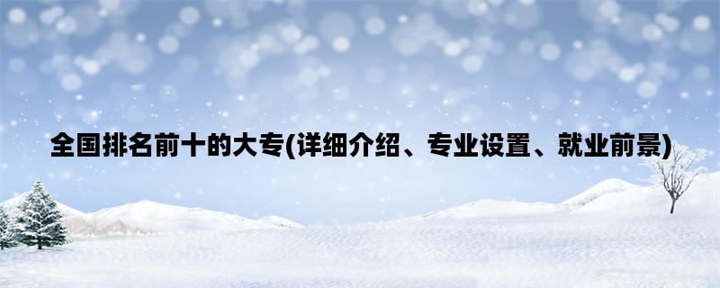 全国排名前十的大专(详细介绍、专业设置、就业前景)