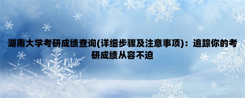 湖南大学考研成绩查询(详细步骤及注意事项)：追踪你的考研成绩从容不迫